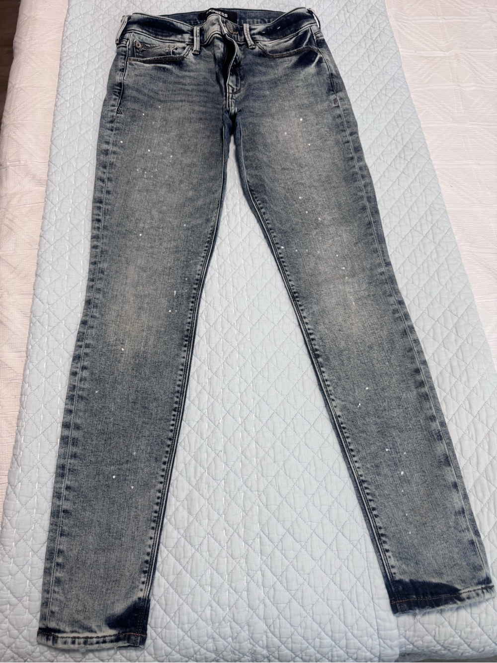 Express, Slim light blue with white speckles, Women's Jeans